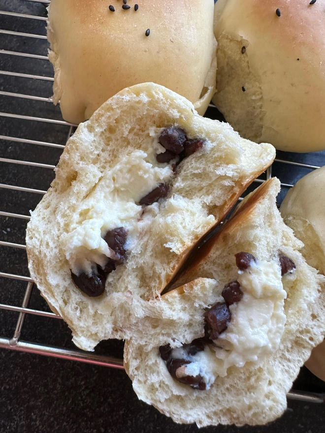 Close-up of Red Bean Cheese Bread