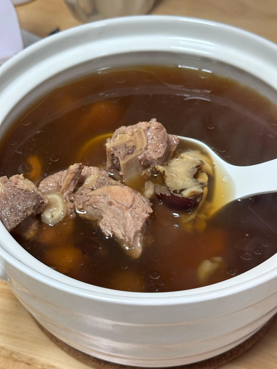 Close-up of Colla Corii Asini Lean Pork Soup Nourishes Qi and Blood