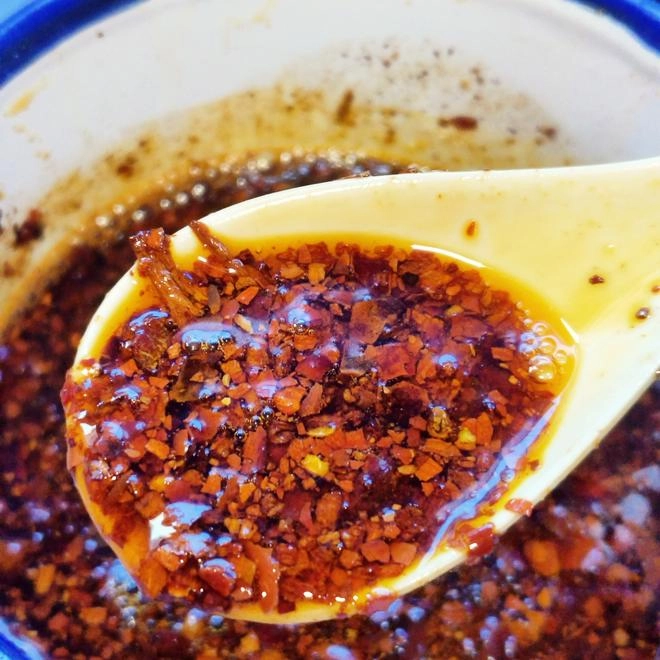 Close-up of Cooked Oil Sea Pepper